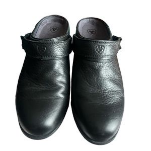 Worn maybe twice, Ariat black leather sport mule slip on shoes.